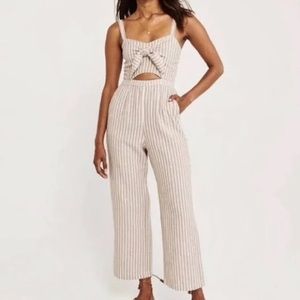 Abercrombie & Fitch Tie Front Linen Jumpsuit